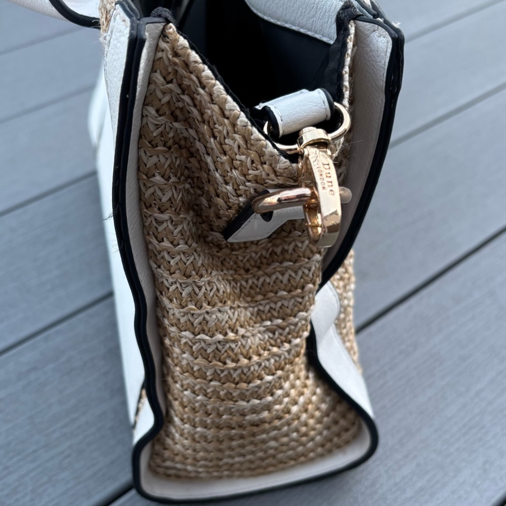 Dune London Blue and Tan raffia rattan satchel - Picture 6 of 8